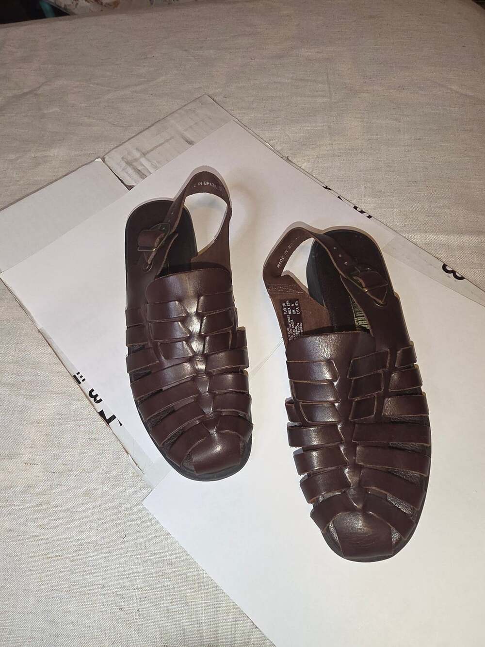 Vintage The Leather Collection Fisherman Sandals Size 6.5 Brown Leather